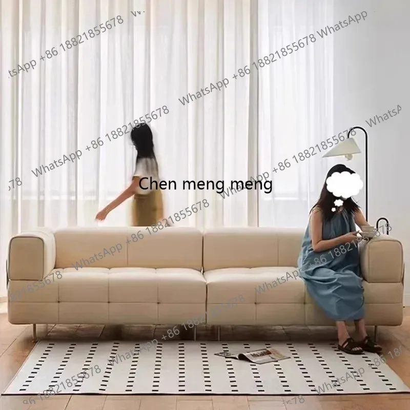 LHY26 ssss 26 Nordic retro cream wind marshmallow sofa living room fabric tofu block straight row sofa