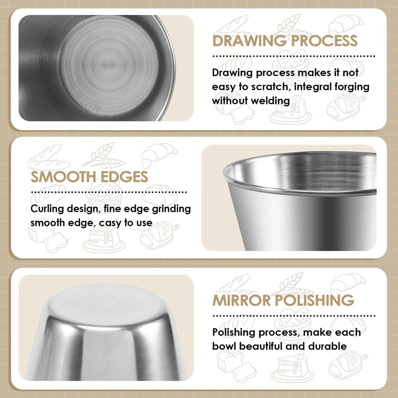 Pack of 12 - Premium Brushed Stainless Steel Condiment Sauce Cups Spices Pots Liquid Dips Bowls - 2.5Oz 70Ml-DTB1