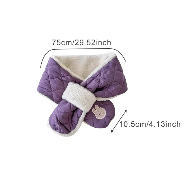 Korean Winter Baby Scarf Cute Bunny Bear Embroidery Kids Warm Scarves Outdoor Boys Girls Neck Protection Accessories 2-6Y