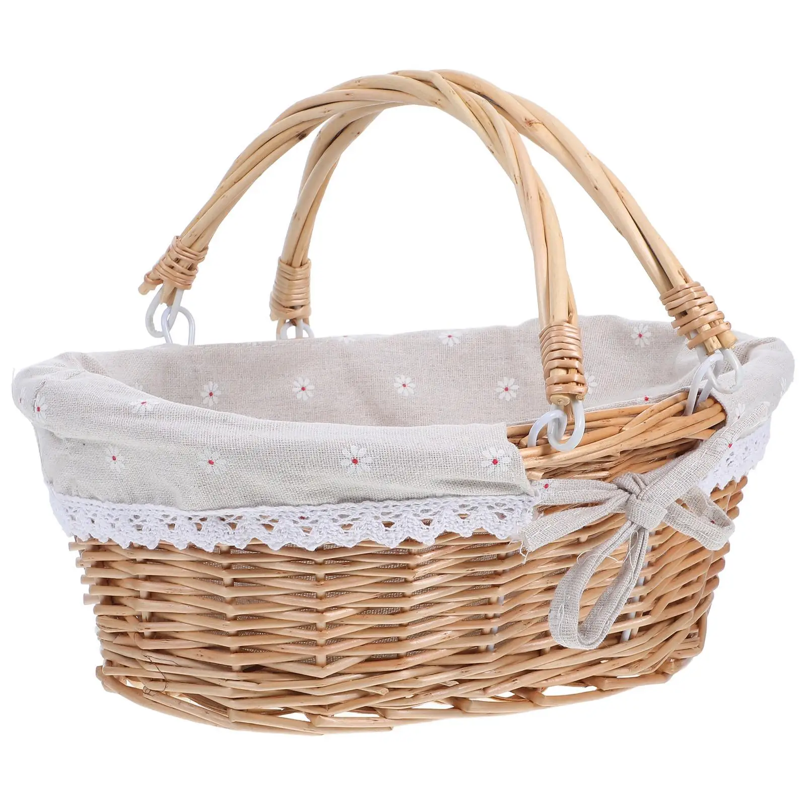 Wicker Picnic Basket for ganizing Accessories Rattan Small Storage Baskets Pantry Desk Multifunctional Home Kitchen Fruit