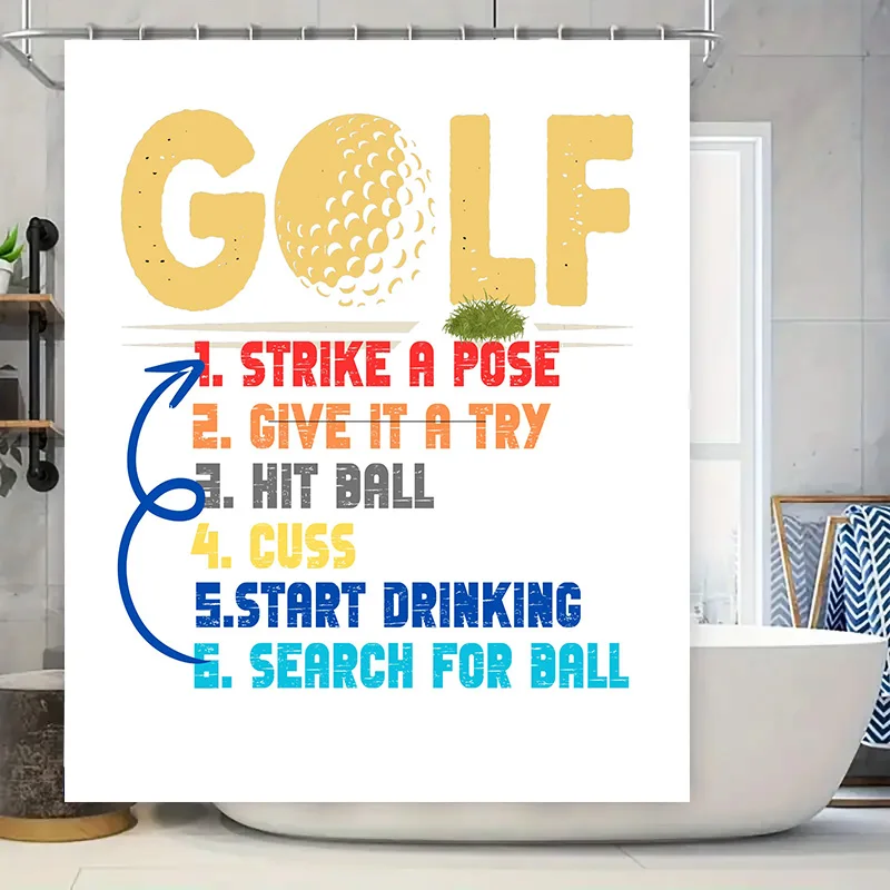

Занавеска для душа для гольфа, 5-ступенчатая для забавной игры, домашний декор, аксессуары для ванной комнаты с милым желтым дизайном надписей от TaurusDuan