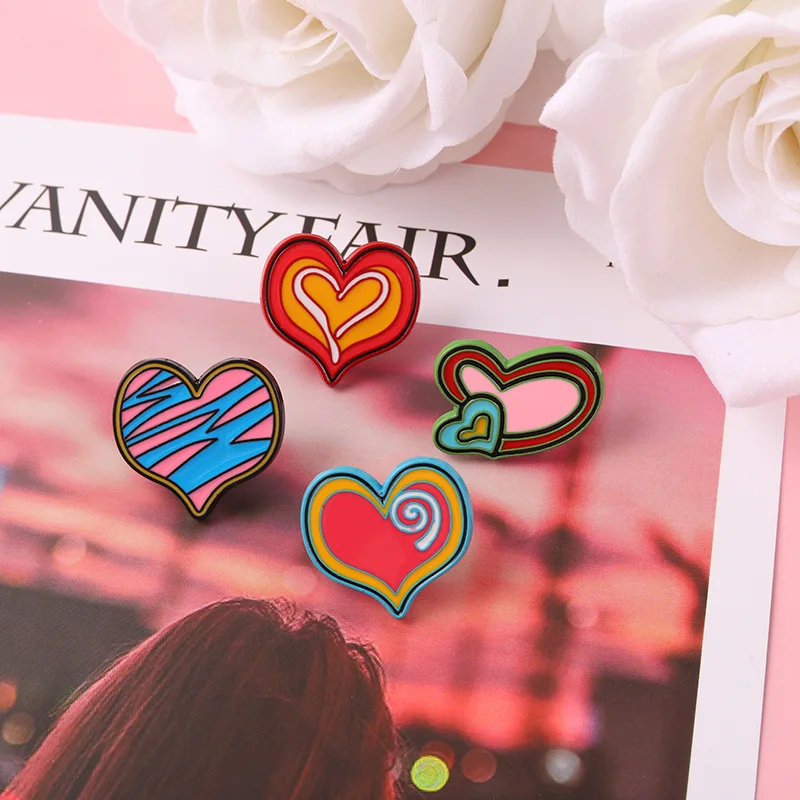 Graffiti Heart Enamel Pin Custom Love Vortex Brooches Badges for Bag Clothes Punk Cool Lovers Jewelry Gift for Girl Friend