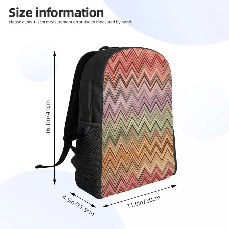 Mochila moderna geométrica zigzag para ordenador portátil para hombres y mujeres, bolsa de libros informal para estudiantes universitarios, bolsas de arte bohemio