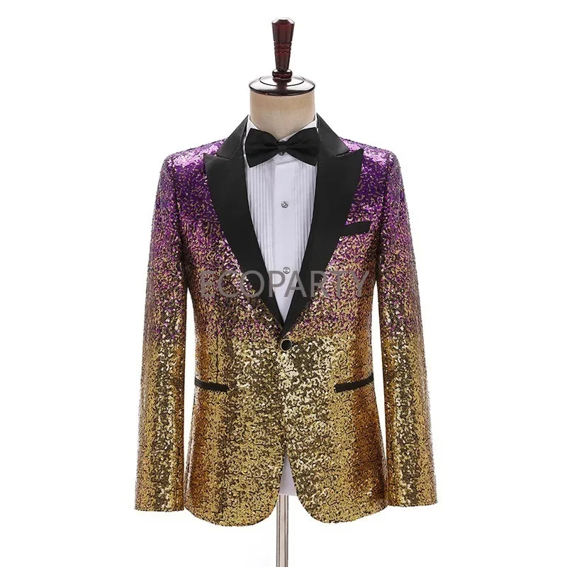 

2023 Autumn Sequin Blazer Jacket Men Stage Party Mens Suit Jackets Dress Performance Mens Blazer Wedding Singer Party Costume