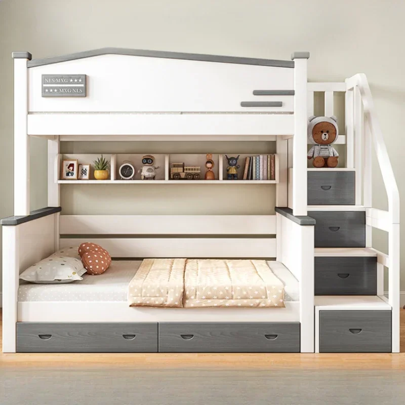 Nordic Drawers Headboard Bunk Bed European Pretty Luxury Bedroom Up Down Bed Children Modern Cama Infantil Bedroom Furniture