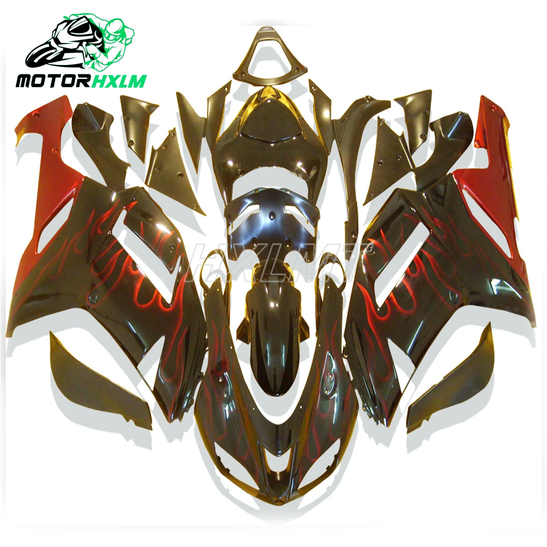 

Hot fairing kit for Kawasaki ZX6R fairings 2007 2008 all glossy black plastic bodywork parts ZX-6R 07 08 Ninja 636 AV20
