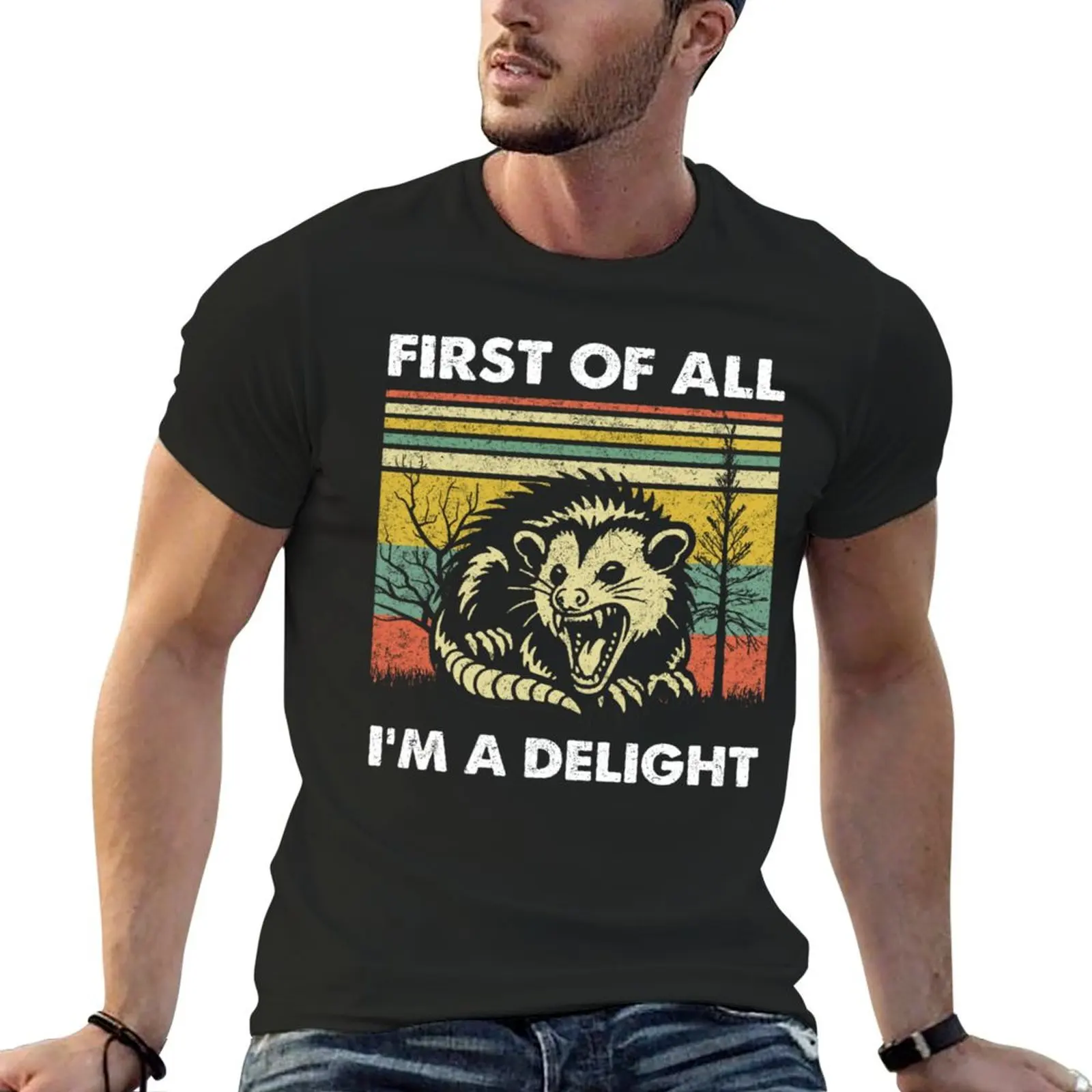 First Of All I'm A Delight Sarcastic Angry Opossum Possum T-Shirt sublime designer shirts anime tshirt mens clothes