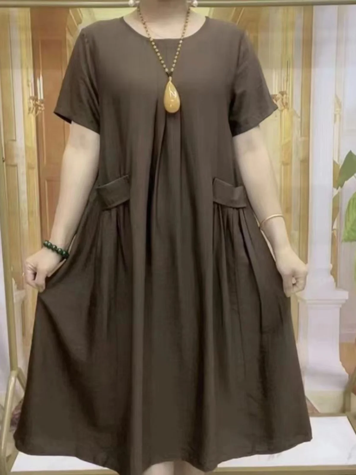 

Summer New Style Loose Maternity Dress Midlife Mom plus Size Double Side Color Belly Covering Women's Dress