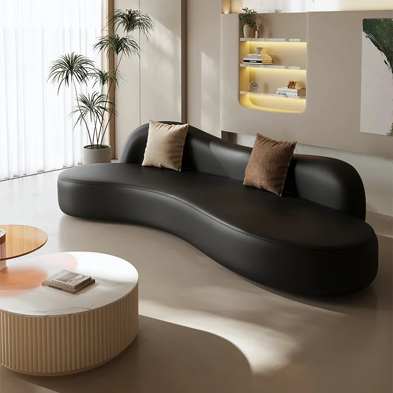 High Quality European Living Room Sofa Curved Black Minimalist Italiano Couch Ergonomic Reading Sofa Inflavel Home Decoration