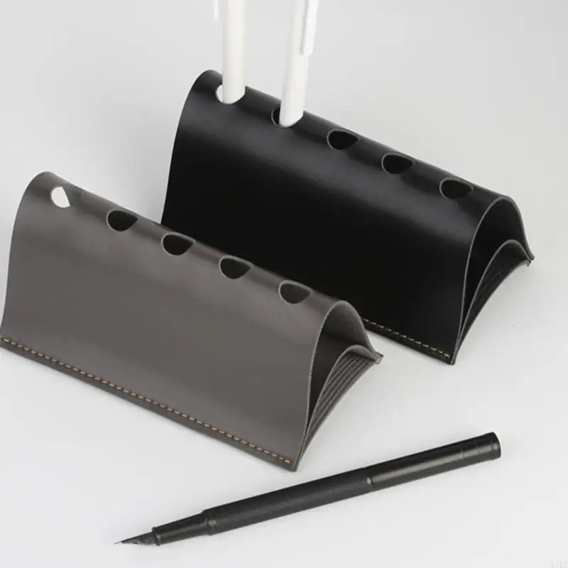 Penyelenggara Pena Meja Kulit Dengan Berbagai Slot Untuk Alat Menulis Perlengkapan Kantor Penyimpanan dan Dekorasi K1KF