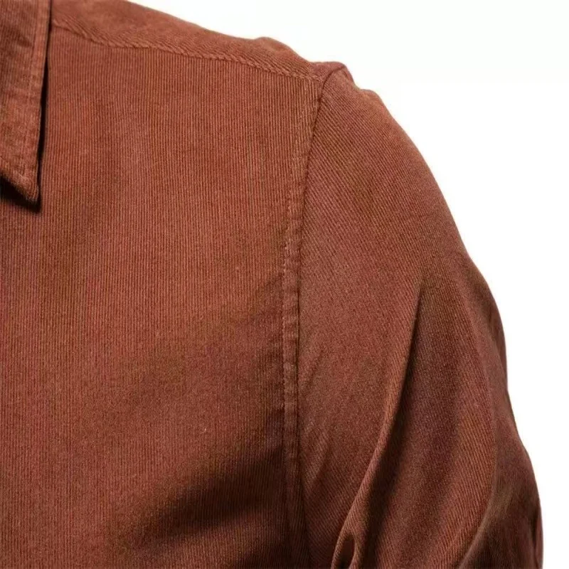 New men's high-quality corduroy pure cotton casual long sleeved shirt for autumn and winter fashion casual versatile top