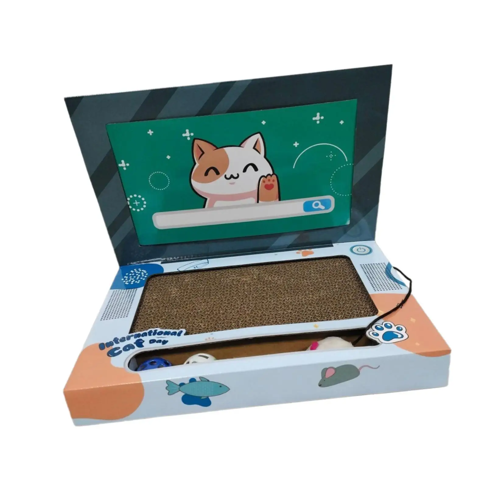 Cat Scratcher Laptop Cat Laptop Toy Foldable Kitten Toy Cat Furniture Cardboard Cat Scratcher Cat Scratch Pad for Gifts Kitty