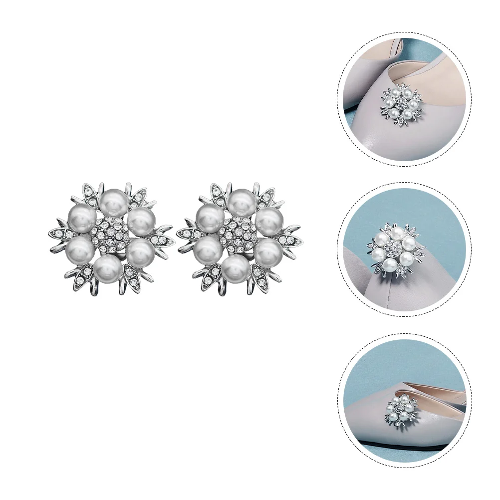 High Heels Shoe Flower Clips Charms Wedding Decorations Pearl Shoes Buckle Decorative Elegant Rhinestones Bride