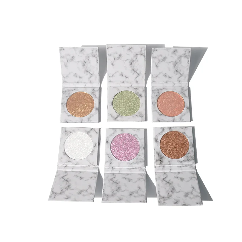 Gold Pressed Powder Highlighter Custom Logo Wholesale 6 Colors Pink White Marble Packaging Highlighter Single Palette