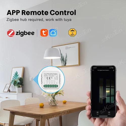 Imagen 2 del producto Tuya Zigbee-Mini módulo de interruptor inteligente, relé sin cable neutro, Control bidireccional 1, 2, 3, 4 entradas, funciona con Alexa y Google Home