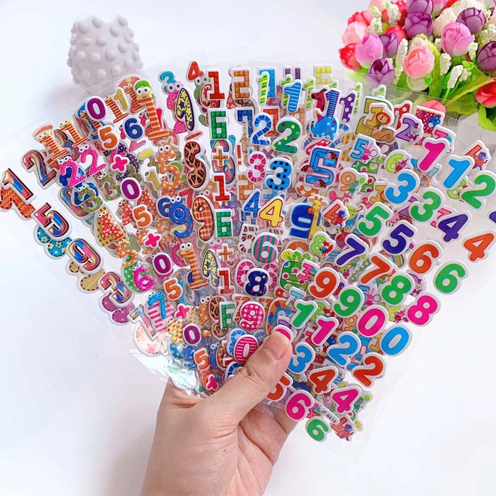 English Alphabet Diary Sticker Stationery Sticker Number Bubble Stickers Kids Stickers 3D Puffy Stickers Cartoon Stickers