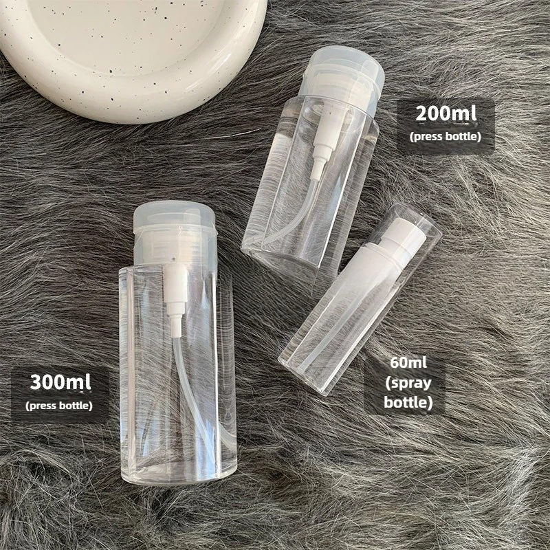 Nail Polish Remover Pump Bottle with Alcohol for Nail Cleaning and Removal, Large Capacity Transparent Empty Bottle Tool
