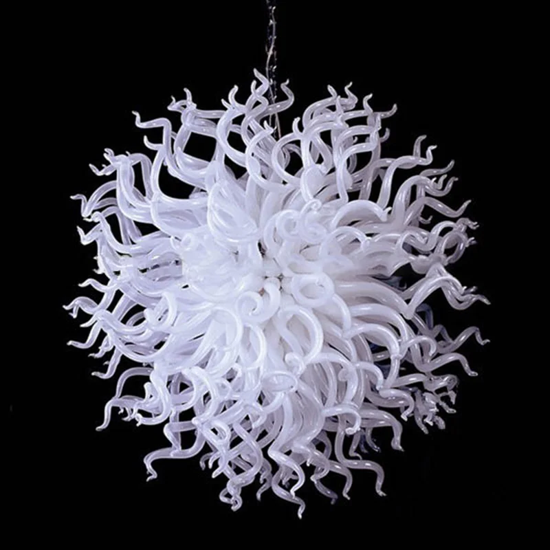 

Hand Blown Glass Chandelier Pendant Lamps Round White Lights LED Chandeliers for Home Art Decoration