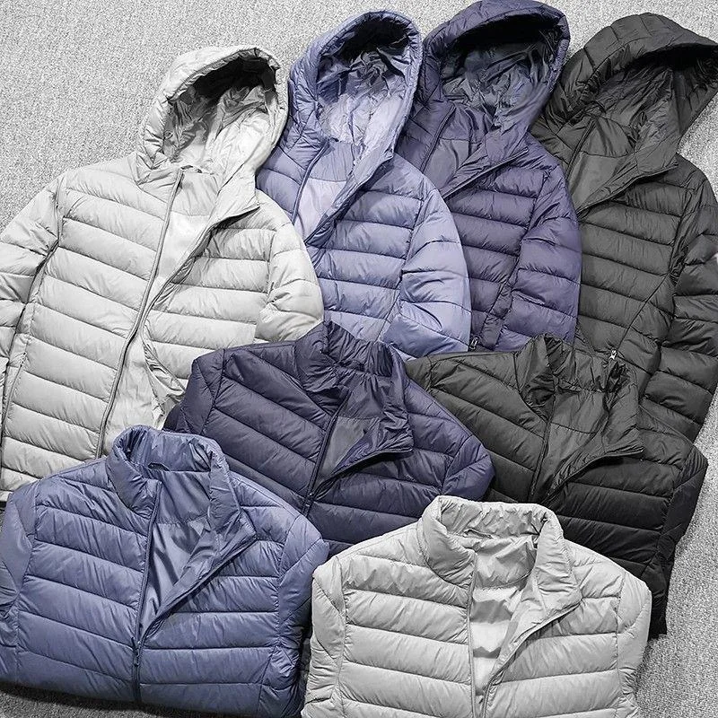 Autumn Winter Lightweight Short Men's down Cotton Jacket Portable Ultra-Thin Large Size Winter Outerwear CleanFit Zipper