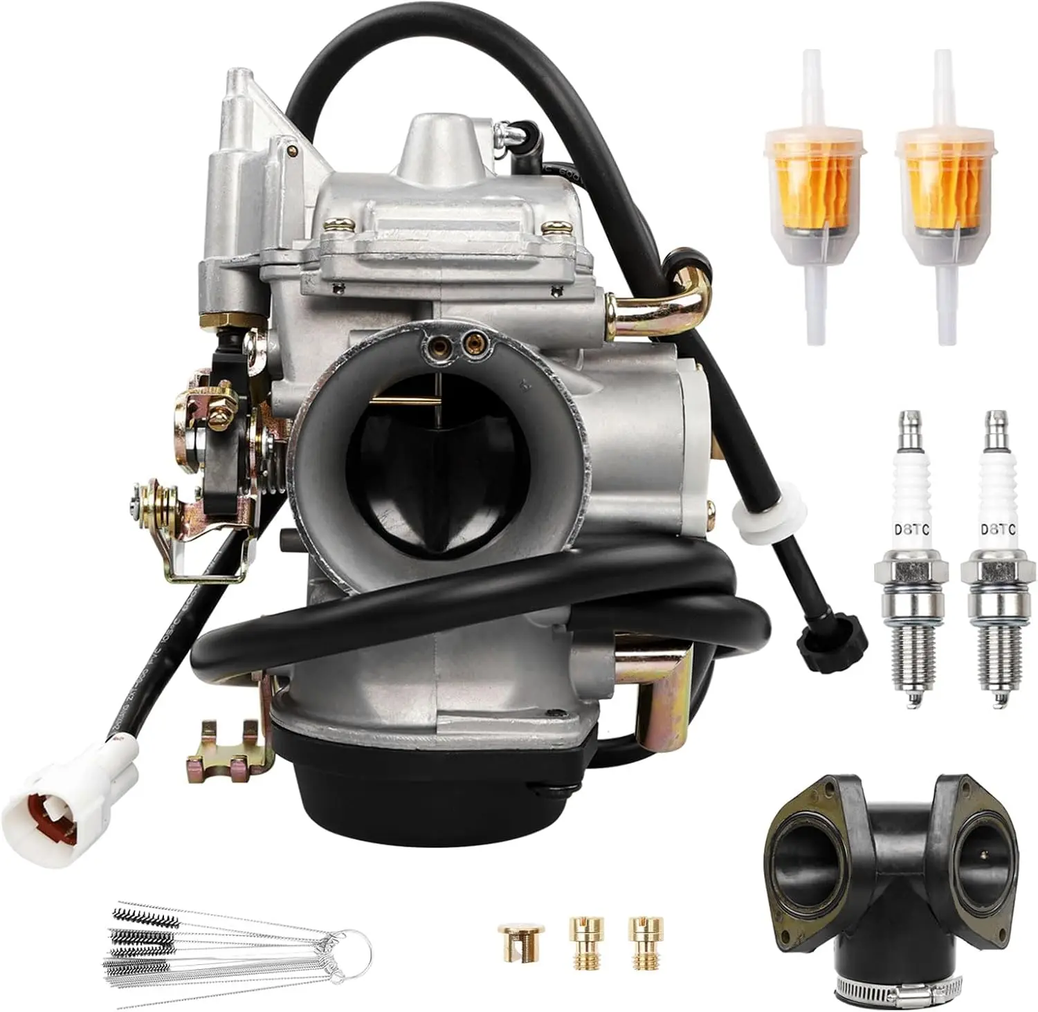 Carburateur compatible avec XV1600 1999-2003 et XV1700 2002-2014 4WM-14101-03-00 (inclut des jets supplémentaires et un collecteur d'admission, une bougie d'allumage)