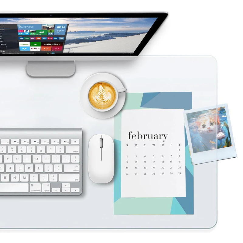 Clear Desk Mat, Non-Slip PVC Desk Protector Mat with Round Edge, Heat Resistant & Waterproof Clear Desk Writing Pad for Office