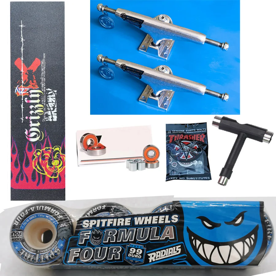 spitfire wheel forged 149 THUNDER skateboard trucks for 8.5inch decks, pro chrome steel bearings grip tape skateboards