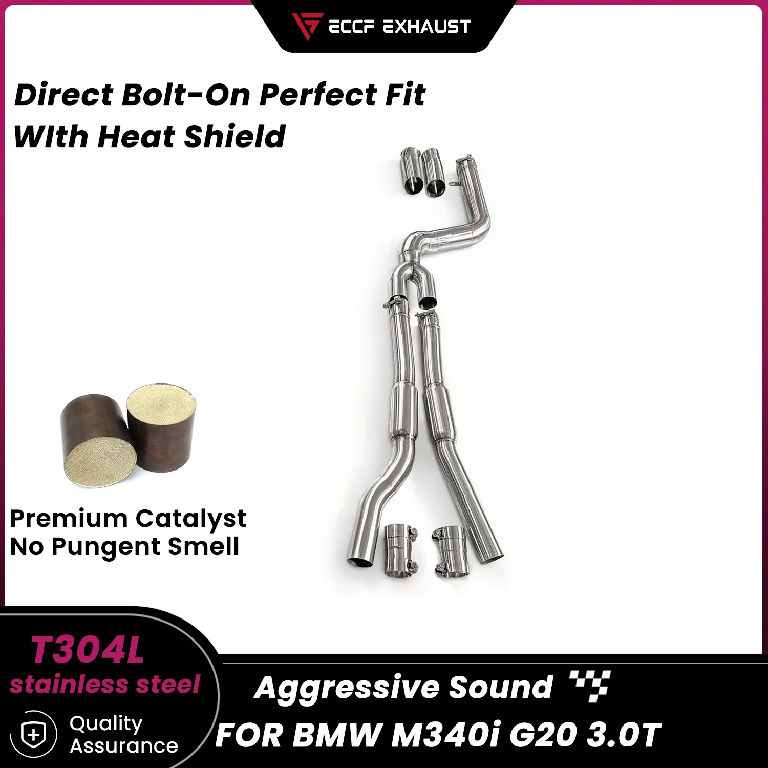 

Stainless Steel Sports Mid pipe For BMW M340i G20 3.0T Nice Collectr Aggressive Exhaust Sound High Flow Easy Installation