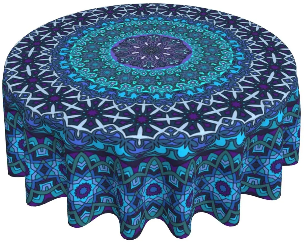 

Blue Mandala Tablecloth Classical Round Tablecloth Waterproof Wrinkle Free Table Cloth Table Cover for Kitchen Dining Room Decor