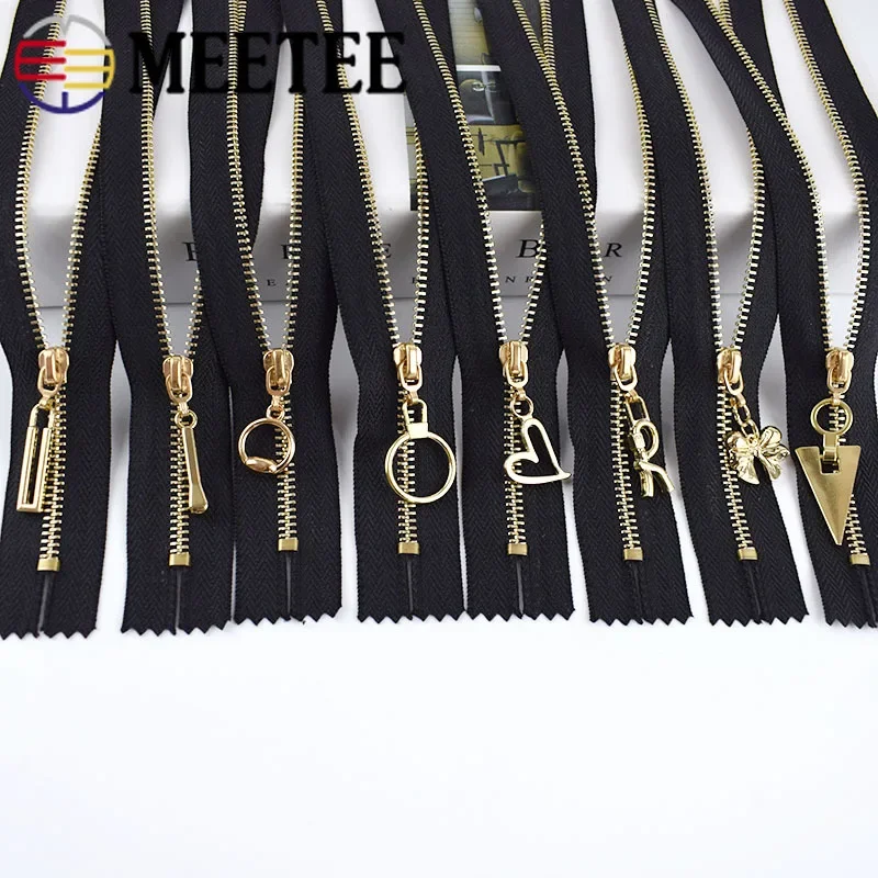 Meetee 2Pcs 15/20/30cm 3# Metal Zipper Closed End Black White Zippers DIY Bag Purse Wallet Shoes Garment Zip Sewing Accessory