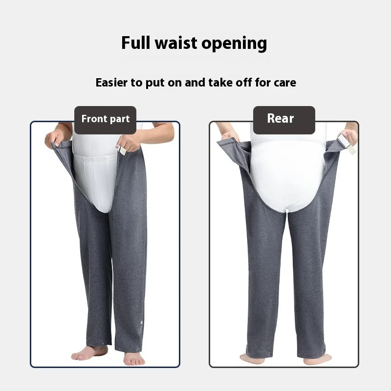 Winter Thickened Cotton Open Crotch Incontinence Pants for Disabled Adults Men Elderly Paralysis Sleepwear Pajama