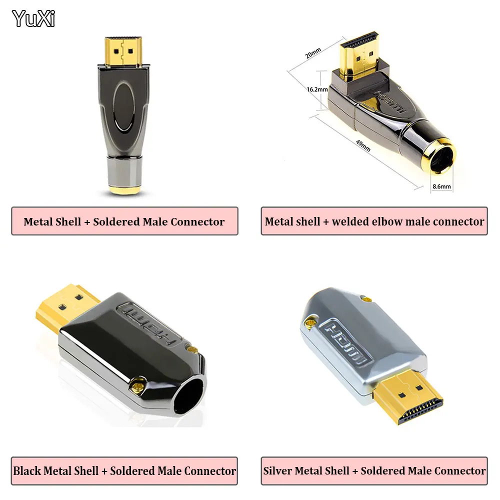 

YUXI 1PCS Male Plug Breakout Terminals HDMI-Compatible 2.0 Connector Soldering Modular Computer TV Video Plug Shell