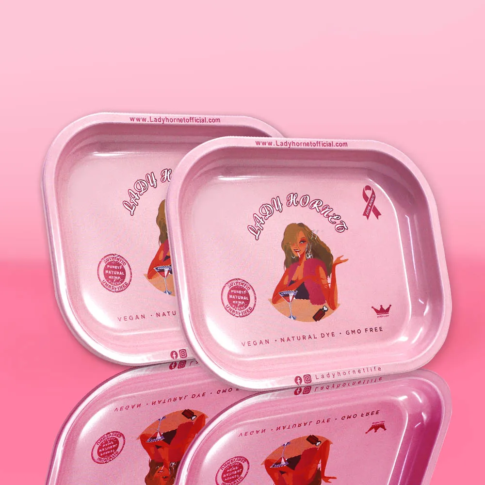 

Lady Hornet Pink Aluminum Rolling Trays 140*180MM Matte Metal Rolling Tray