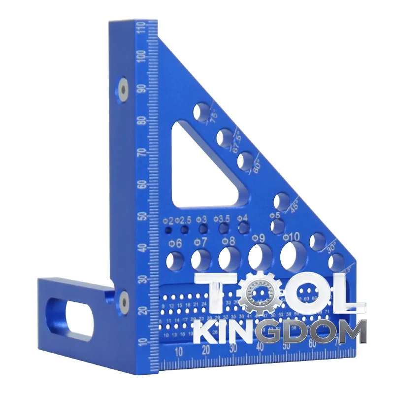 

1pc Multifunctional Thickened Aluminum Alloy Woodworking Metric Triangle Ruler, 45/90° High-Precision Holed Measuring Tool