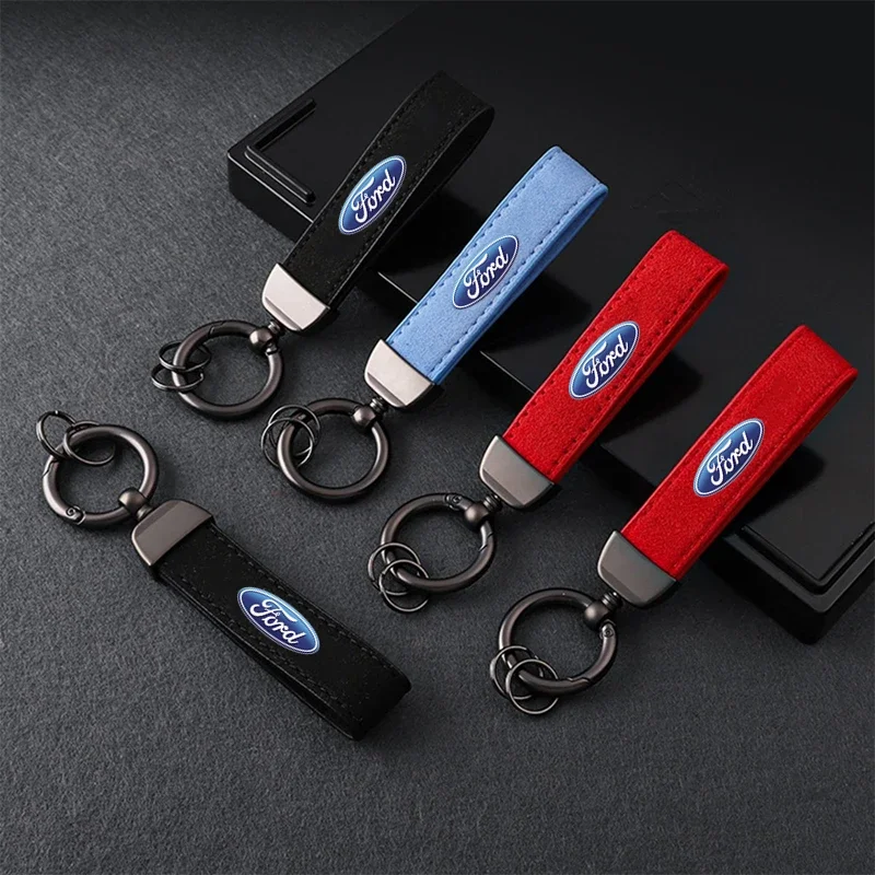 Fashion Suede KeyChain Horseshoe Buckle Key Ring Car Key Rings For Ford 2 3 4 5 MK 2 6 7 Ranger Fiesta Kuga Mondeo Fusion Taurus