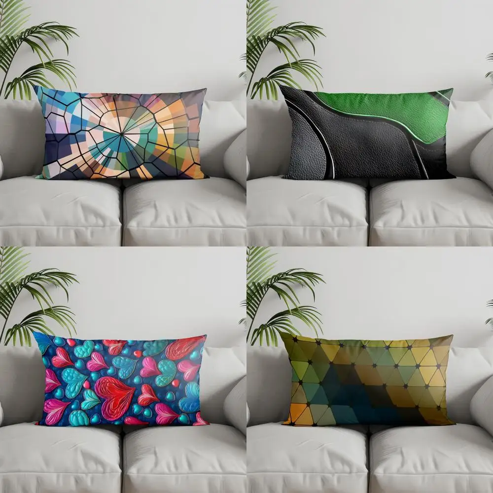 Home Decor Colorful Geometric Pattern Pillow Suitable For Sofa Bedroom Car Pillow Cover Cushion Rectangular Back Cushion