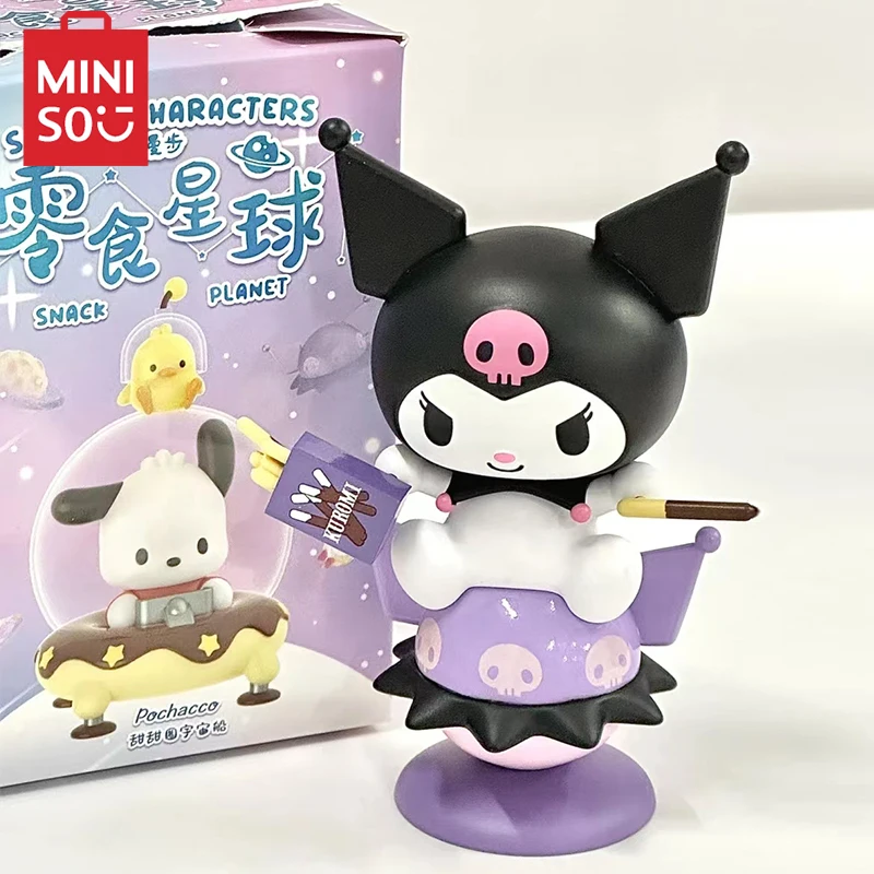 MINISO Sanrio Blind Box Walk Snack Planet Series Model HelloKitty Kuromi Pachacco Pompompurin Room Decorated with Children's Toy