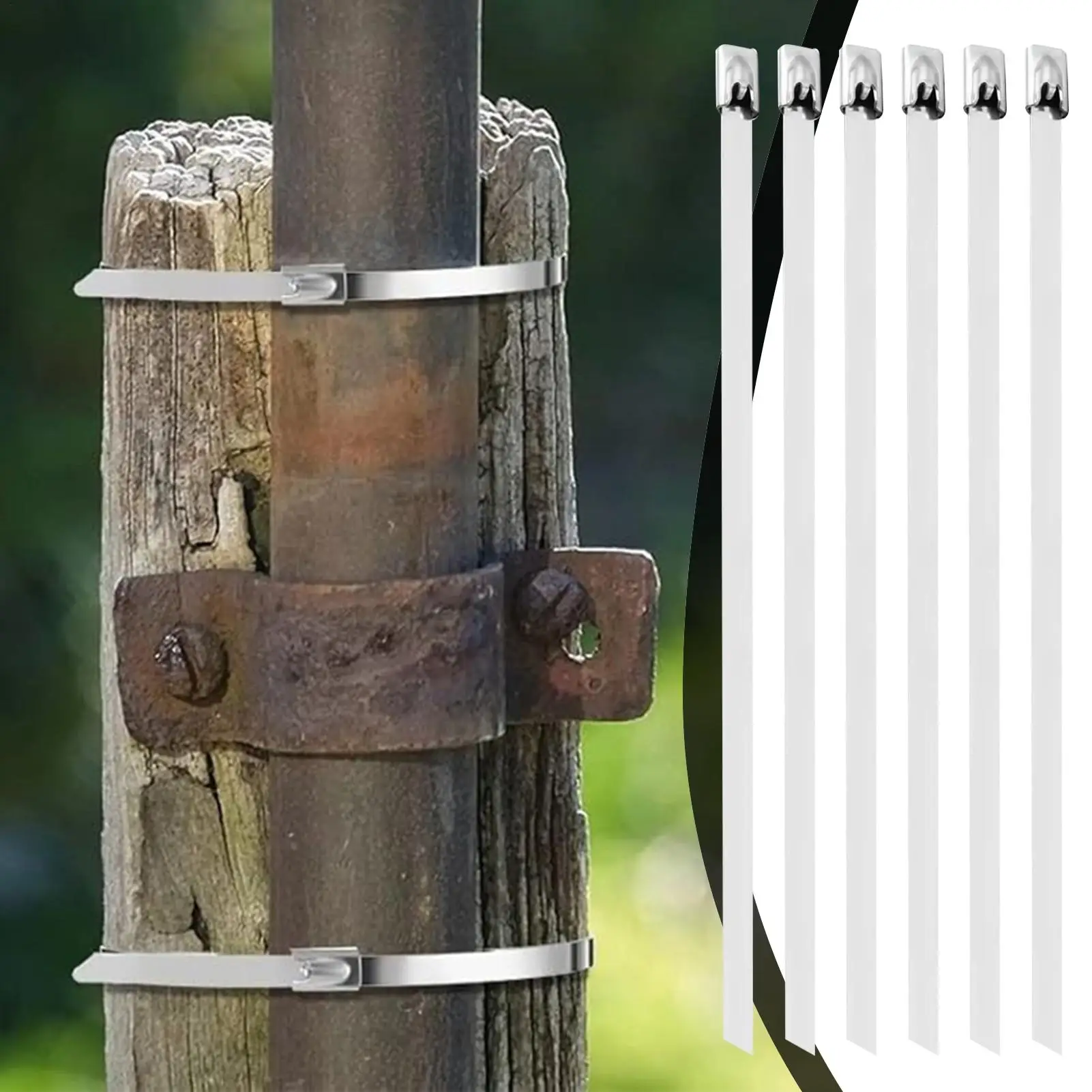 Metal Zip Ties 100 Pieces Stainless Heavy Duty Zip Ties Electrical Cord Management for Agricultural Patio Lawn Garden Roofing