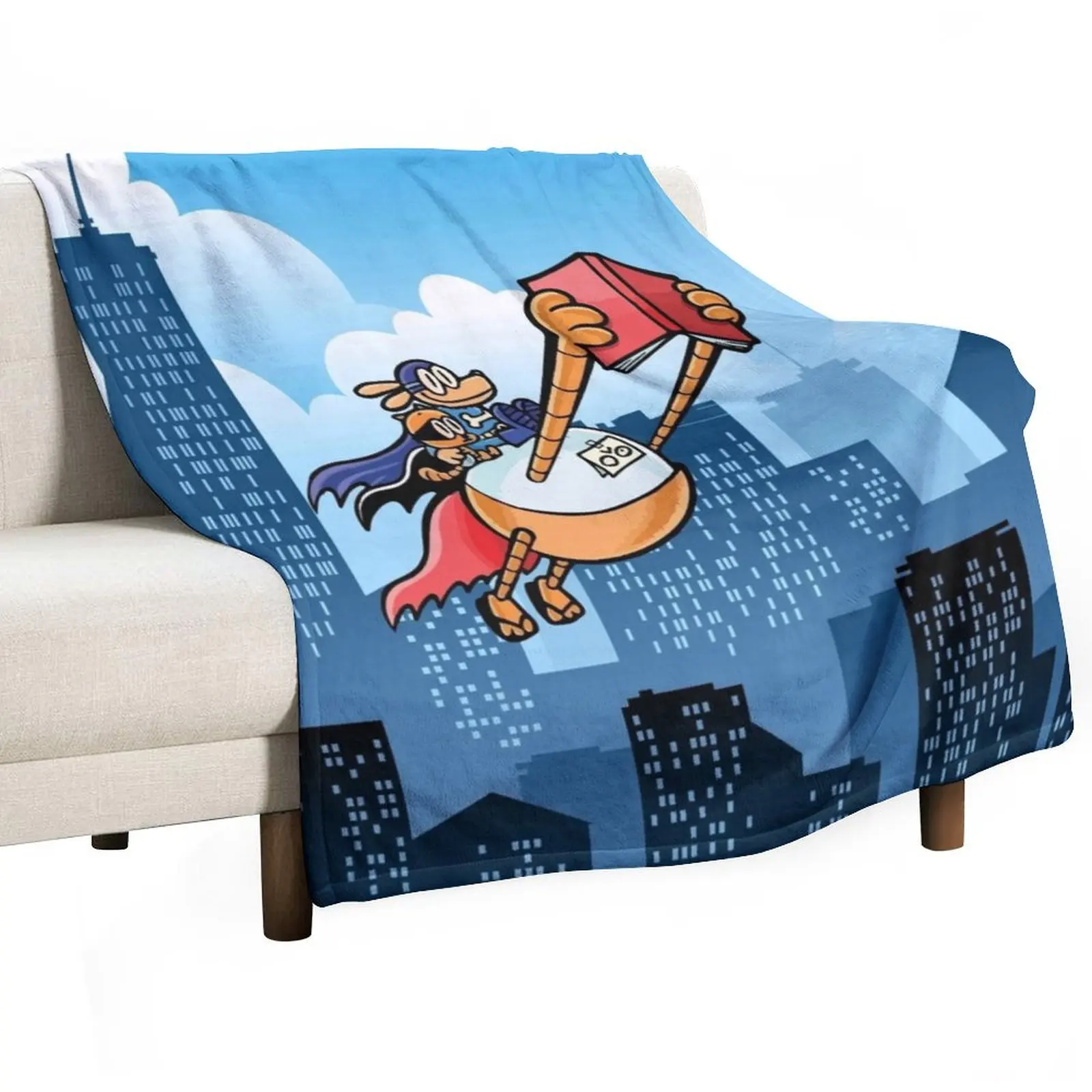 Dog Guy and Cat Child - Supa Buddies Throw Blanket Beautifuls Summer Plaid on the sofa Blankets