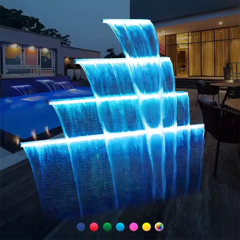 60/90/120CM Rgb Led Water Descent Water Curtain Waterfall Fountain for Landscape Garden Swimming Pool