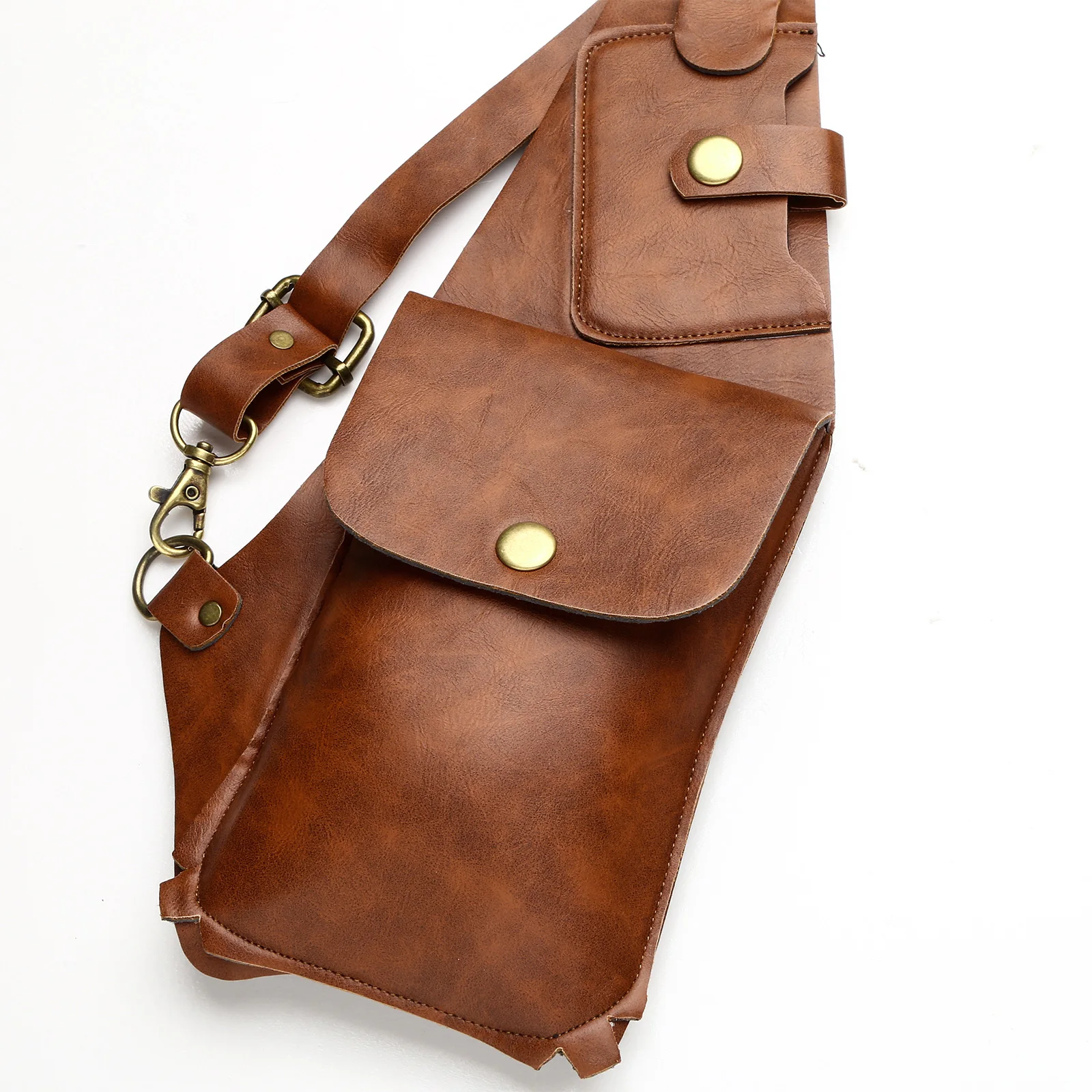 Man Vintage Leather Anti-Theft Safety Wallet Bag Travel Outdoor Hidden Underarm Holster Pirate Shoulder Phone Case Wallets Bags