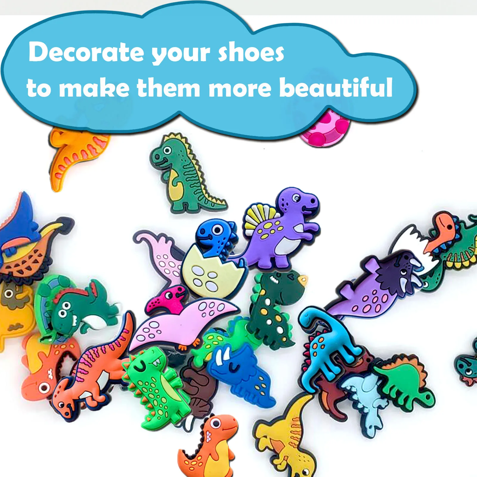 Random 15-30Pcs Dinosaur Series Shoe Charms For Sandals Premium Quality PVC DIY Shoe Decorations Accessories Christmas Gift