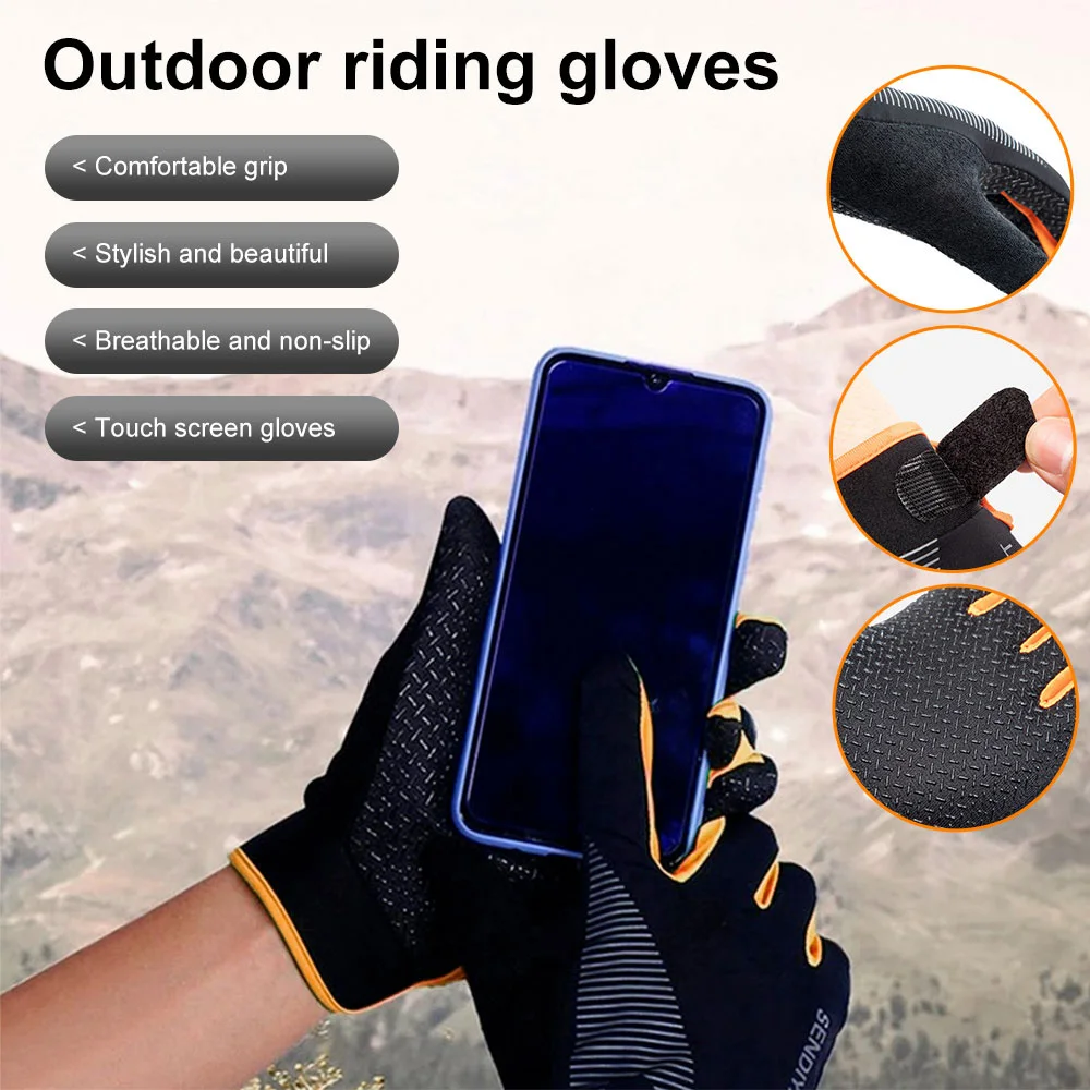 Guantes de ciclismo antideslizantes para hombre y mujer, manoplas de dedo completo con pantalla táctil, transpirables, térmicas, cálidas, para