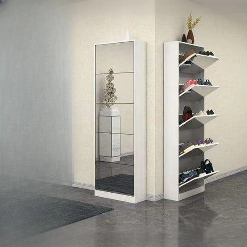

Modern thin MDF corridor foyer storage rack tipping bucket indoor shoe cabinet