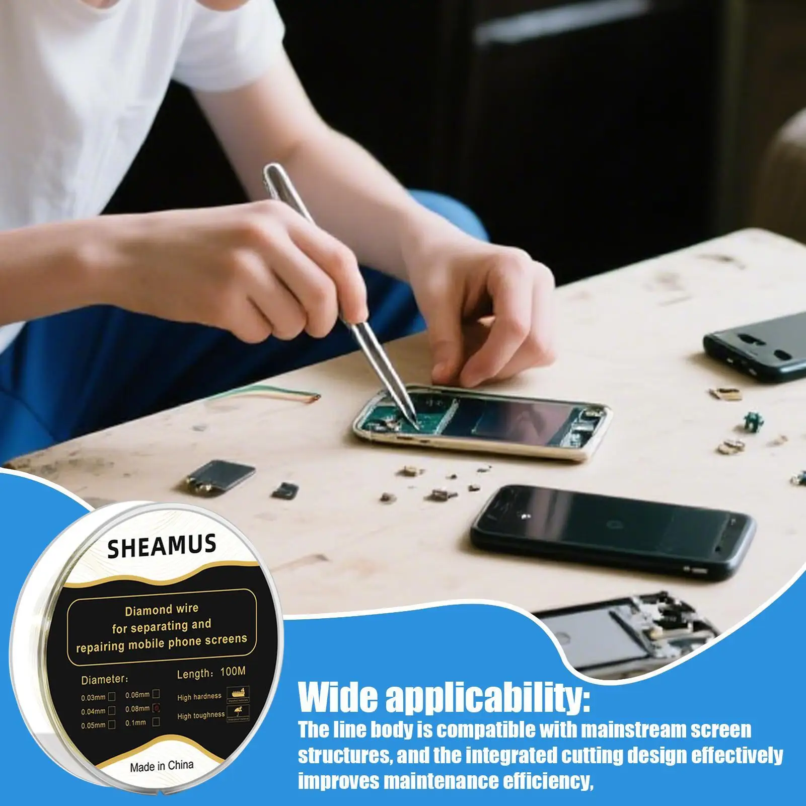 Разделительный провод для экрана 328,08 футов, разделительный провод для ремонта экрана 0,03 мм-0,08 мм, точный шнур, пила, аксессуары для мобильных телефонов