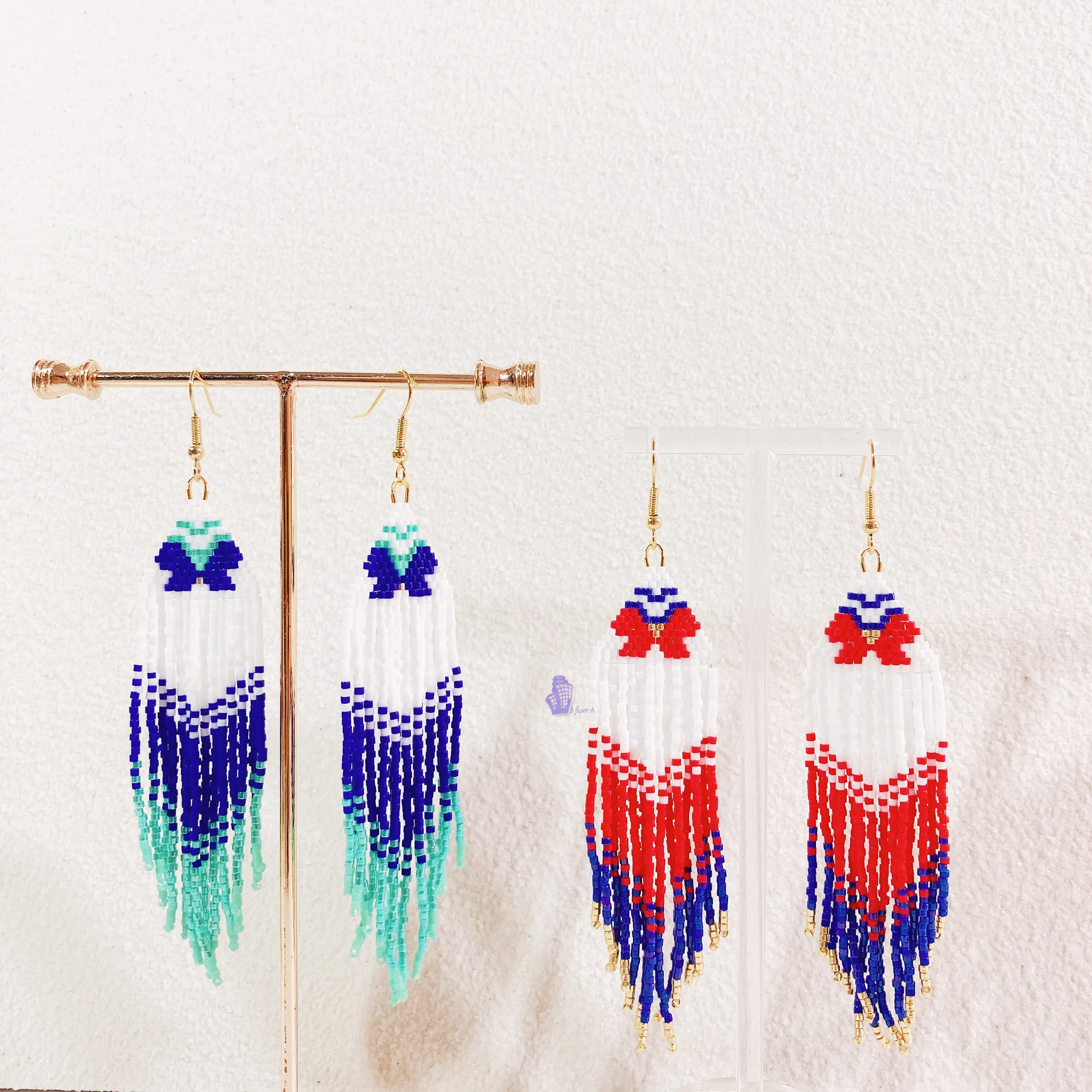 

ZGMXR Rice bead earrings Tassel Butterfly Bohemia Alloy Hand-woven Original Colorful female Simple Fashion Beaded earrings