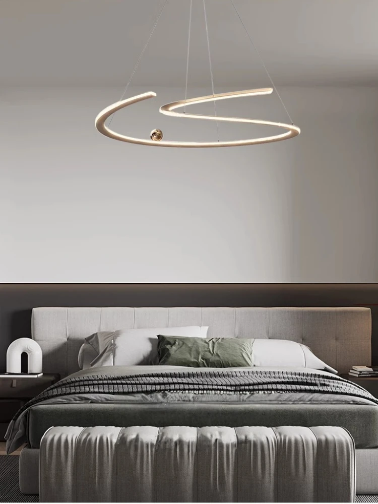 Italian Minimalist Irregular Line Living Room Pendant Light Nordic New Bedroom Balcony Dining Room LED Circular Ring Main Light