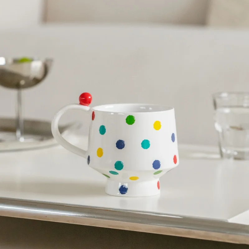 Kreative Farbe Polka Dot Becher Kreative Kaffeetasse Paar Hochwertige Keramik Tasse Halten Haushalt Trinkbecher Kaffeetasse