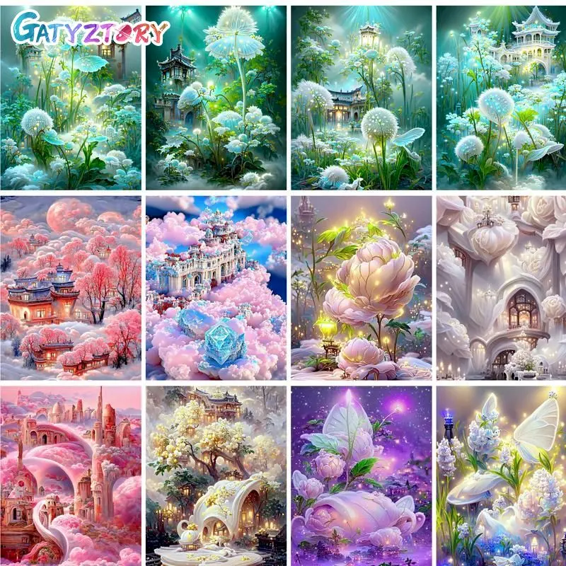 

GATYZTORY DIY Diamond Painting Dream Landscape Cross Stitch Embroidery Flower Mosaic Picture Of Rhinestones Home Decor