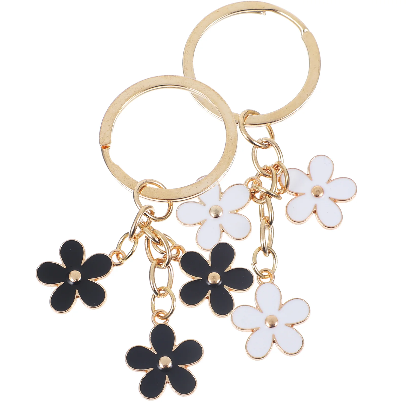 

2 Pcs Flower Keychain Hanging Decor Purse Charms for Handbags Delicate Holders Metal Adorable Keyring Pendants Keychains