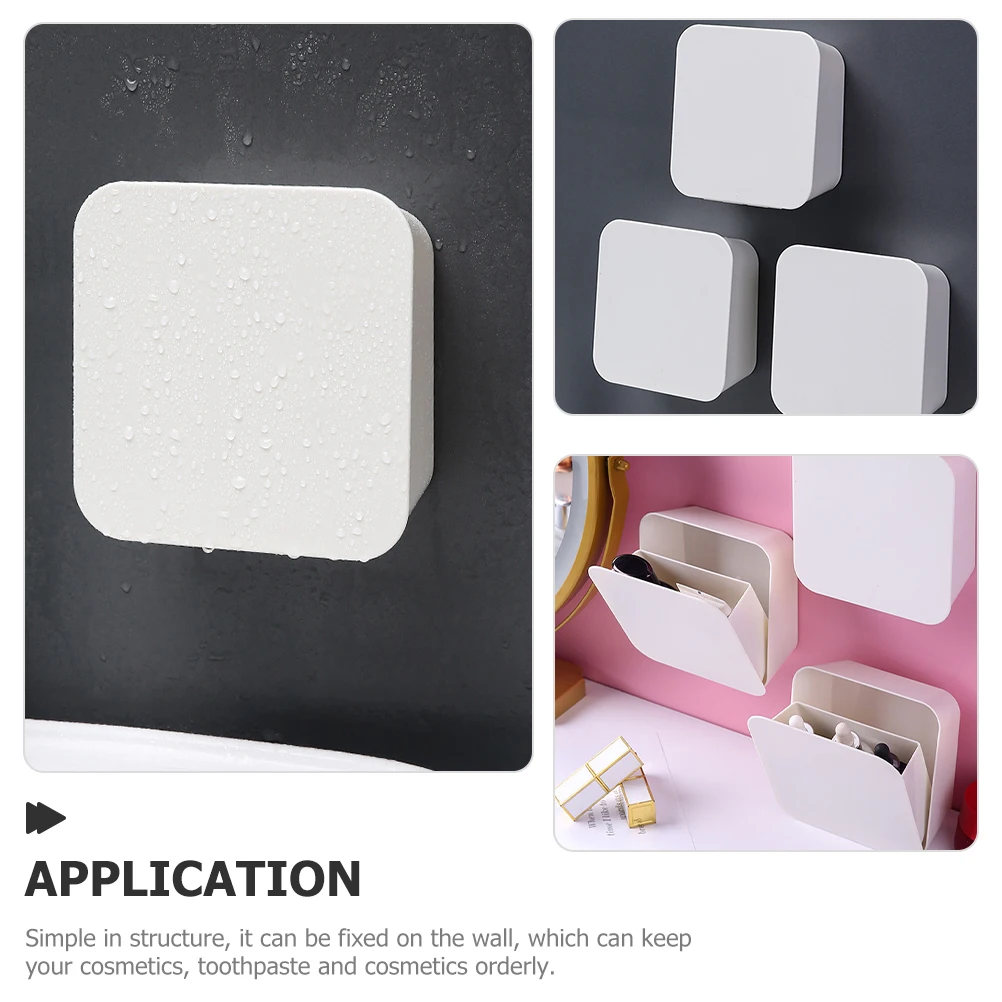

2pcs Storage Box Punch Free Bathroom Cosmetics Wall Container Vanity Wall Storage Box Organizer Container